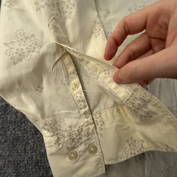 Armani Exchange Women Long Sleeve Button Up Shirt Floral Large Ivory Point - Picture 9 of 16